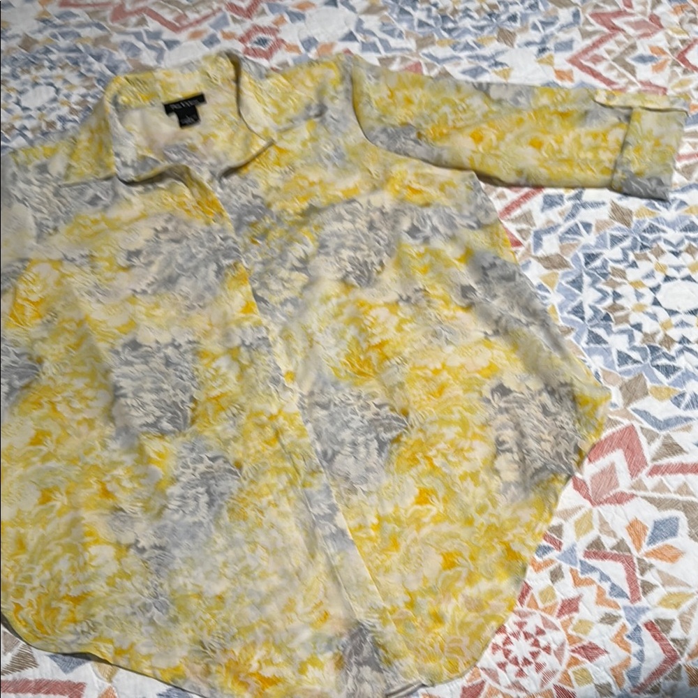Nue Options Yellow and Gray Blouse